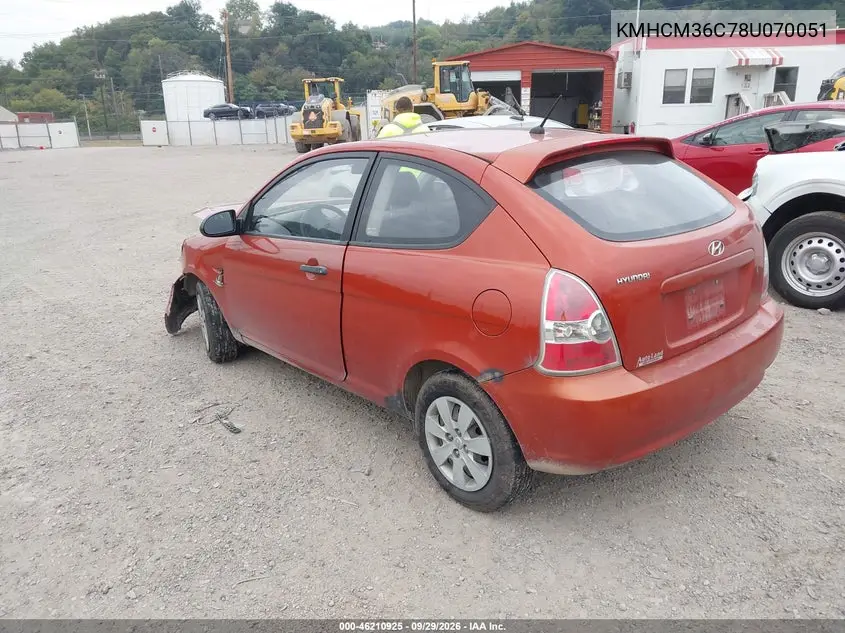 2008 HYUNDAI ACCENT VIN KMHCM36C78U070051 — фото 3