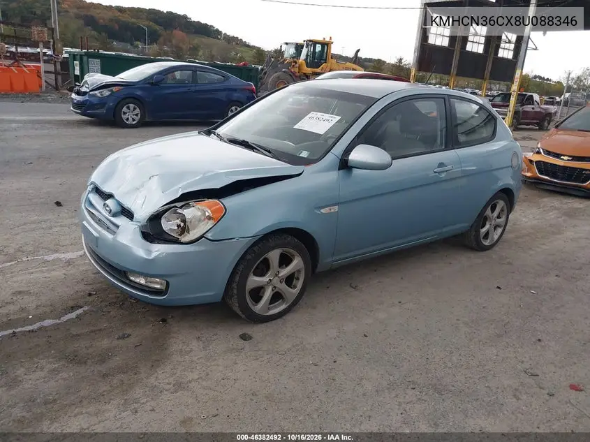 2008 HYUNDAI ACCENT VIN KMHCN36CX8U088346 — фото 2