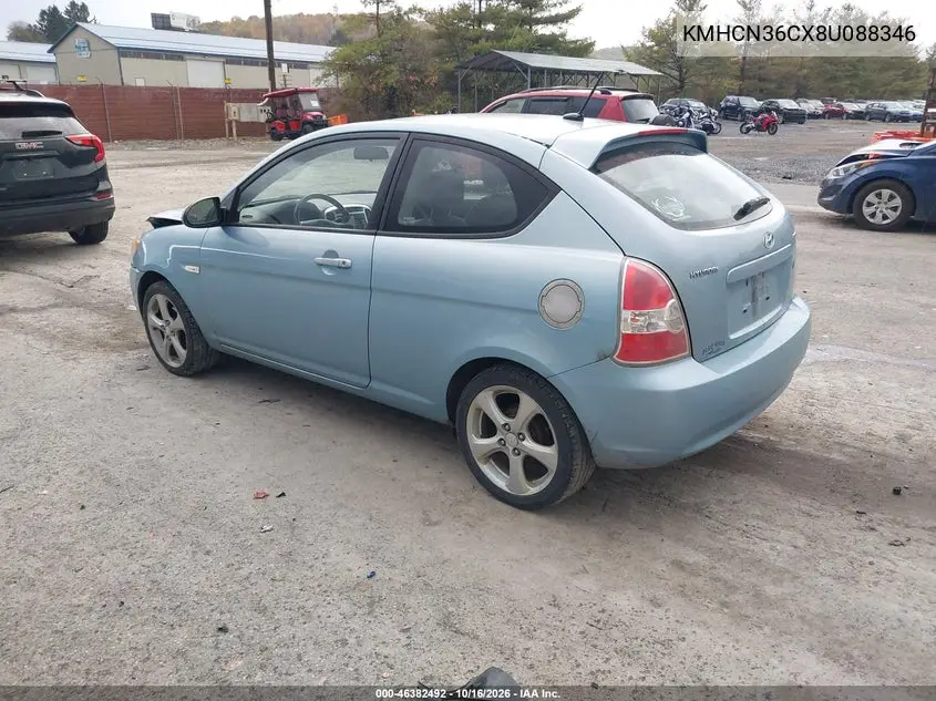 2008 HYUNDAI ACCENT VIN KMHCN36CX8U088346 — фото 3