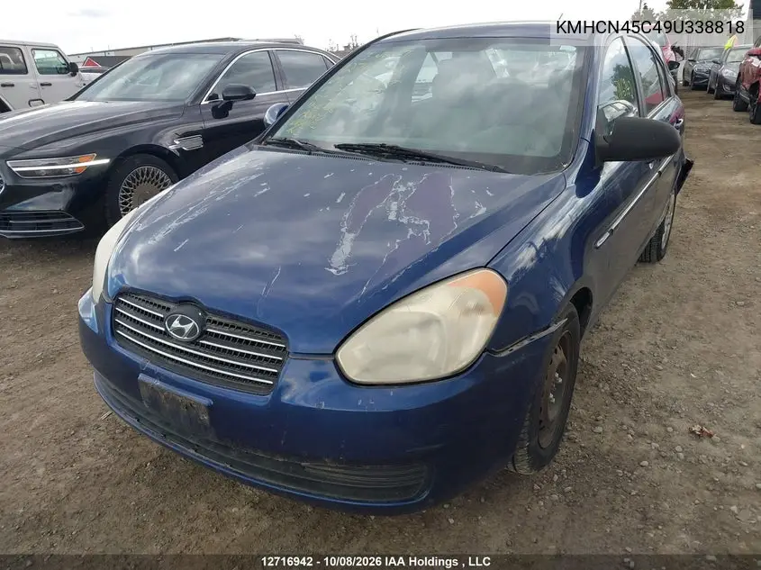 2009 HYUNDAI ACCENT VIN KMHCN45C49U338818 — фото 2