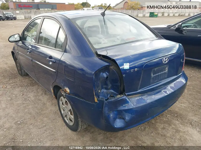 2009 HYUNDAI ACCENT VIN KMHCN45C49U338818 — фото 3