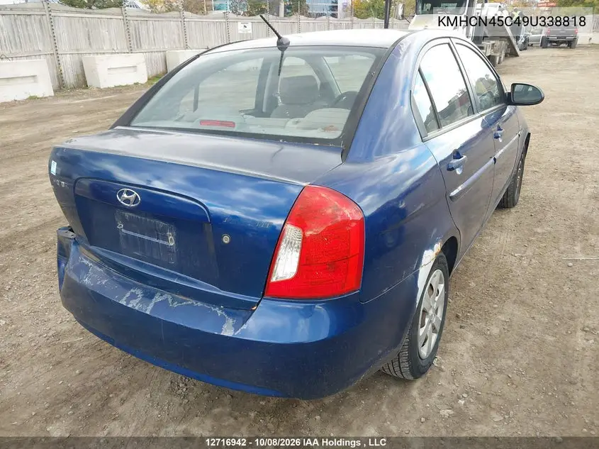 2009 HYUNDAI ACCENT VIN KMHCN45C49U338818 — фото 4