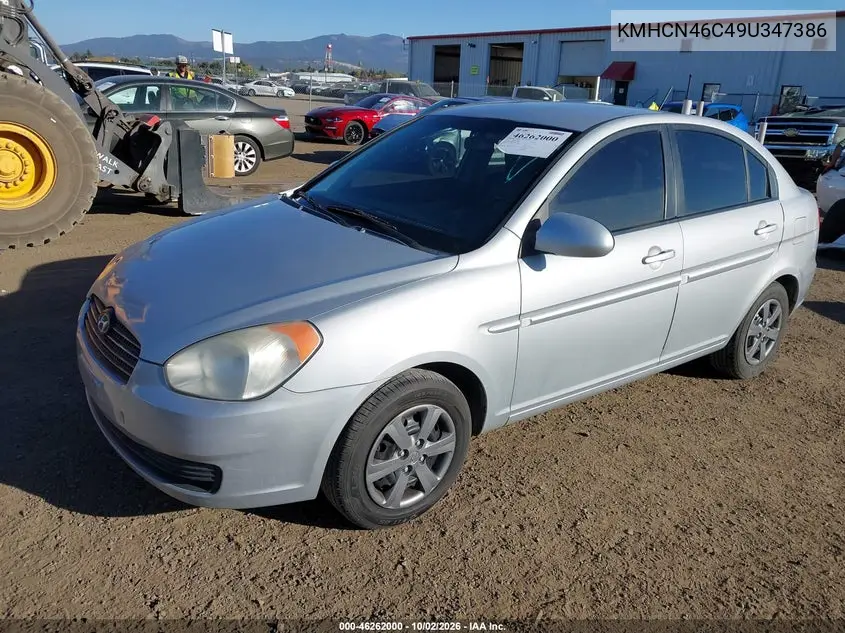 2009 HYUNDAI ACCENT VIN KMHCN46C49U347386 — фото 2