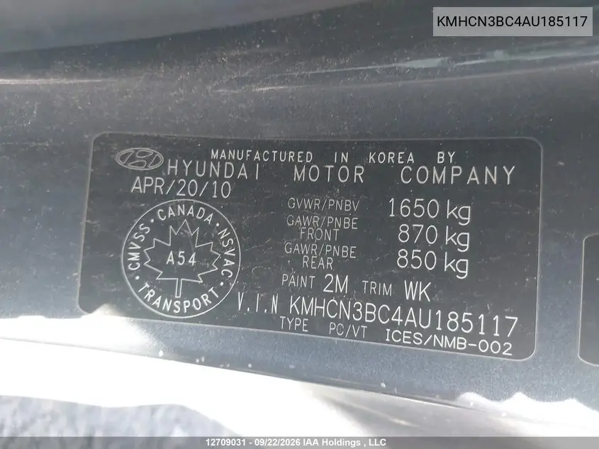 2010 HYUNDAI ACCENT VIN KMHCN3BC4AU185117 — фото 18