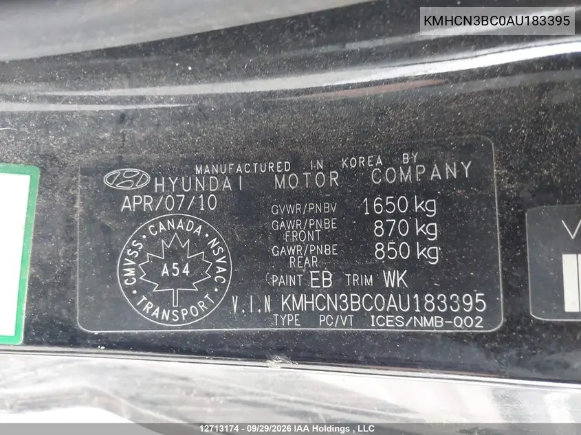 2010 HYUNDAI ACCENT VIN KMHCN3BC0AU183395 — фото 18