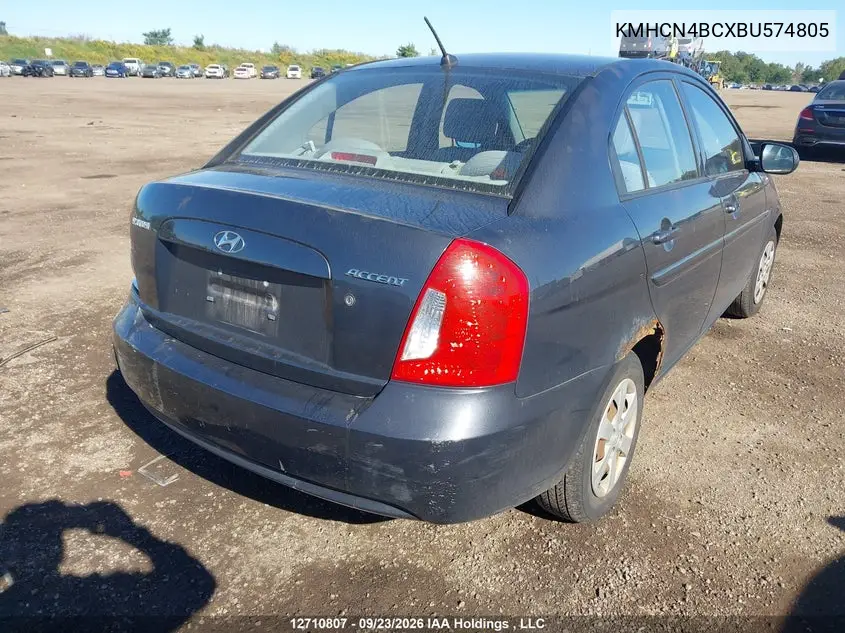 2011 HYUNDAI ACCENT VIN KMHCN4BCXBU574805 — фото 4