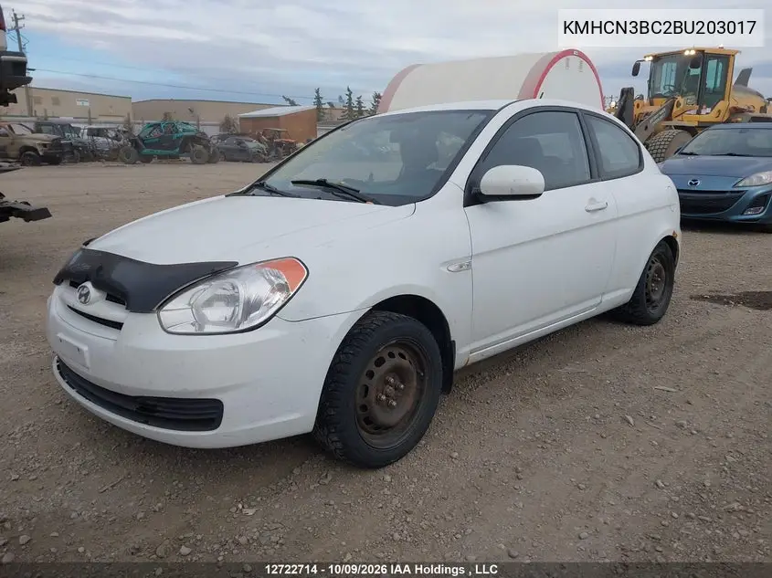 2011 HYUNDAI ACCENT VIN KMHCN3BC2BU203017 — фото 2