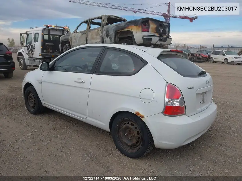 2011 HYUNDAI ACCENT VIN KMHCN3BC2BU203017 — фото 3