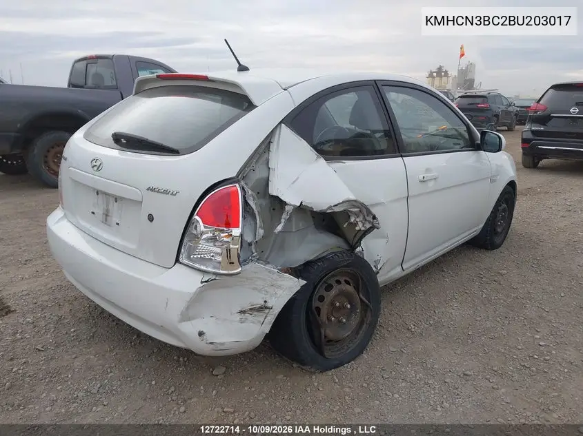 2011 HYUNDAI ACCENT VIN KMHCN3BC2BU203017 — фото 4