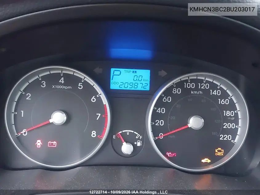 2011 HYUNDAI ACCENT VIN KMHCN3BC2BU203017 — фото 7