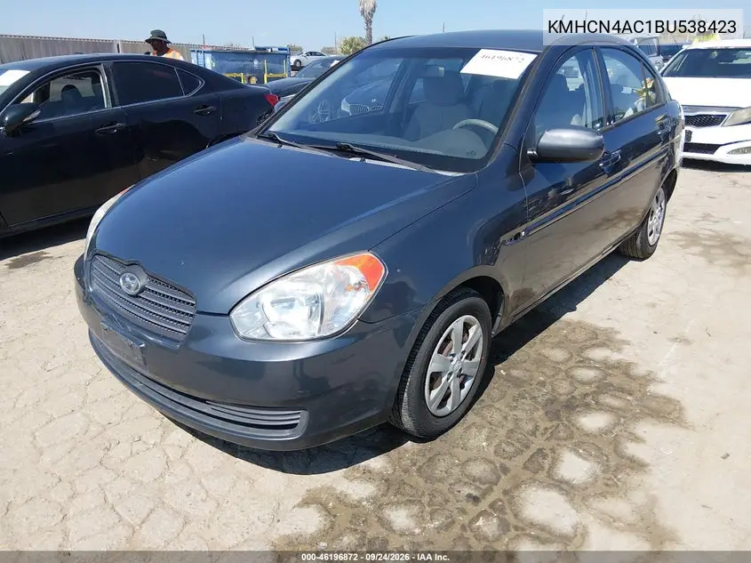 2011 HYUNDAI ACCENT VIN KMHCN4AC1BU538423 — фото 2