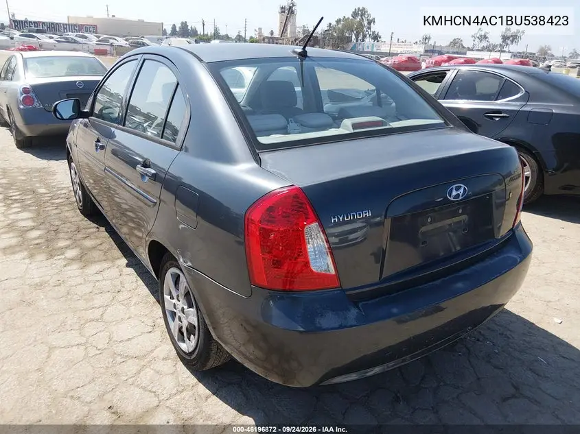 2011 HYUNDAI ACCENT VIN KMHCN4AC1BU538423 — фото 3