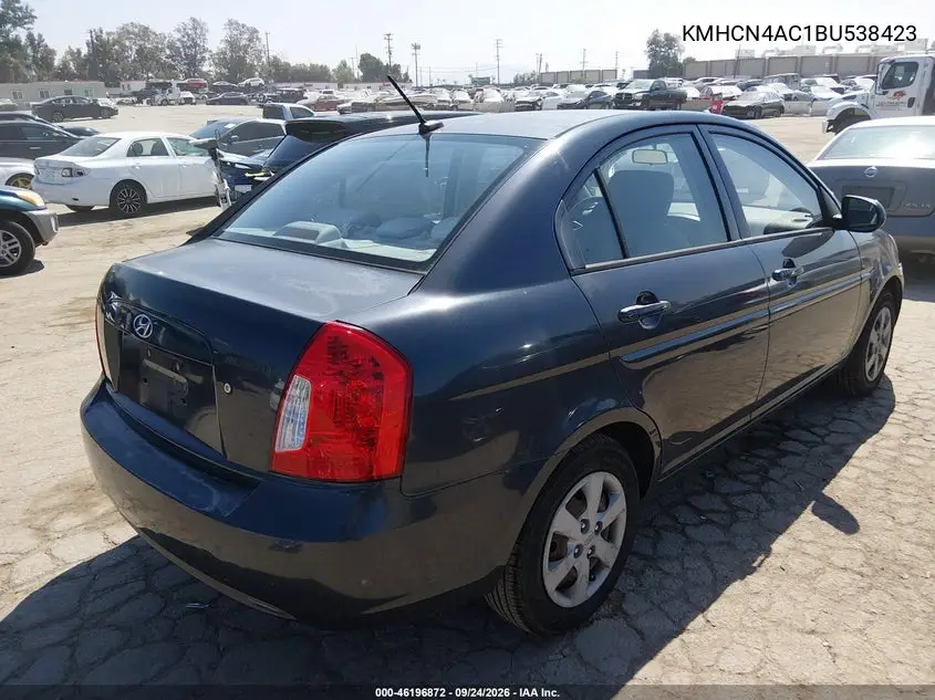 2011 HYUNDAI ACCENT VIN KMHCN4AC1BU538423 — фото 4