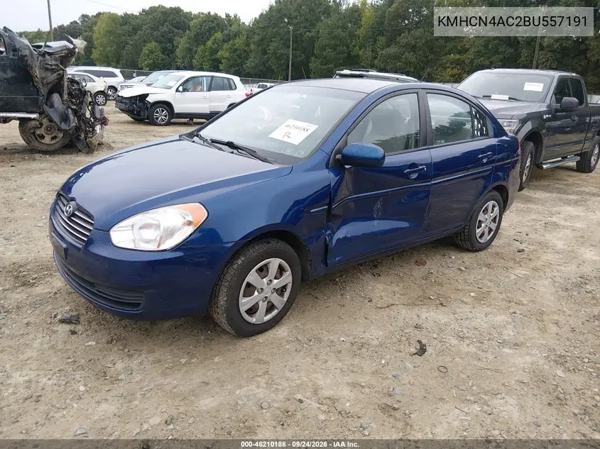 2011 HYUNDAI ACCENT VIN KMHCN4AC2BU557191 — фото 2