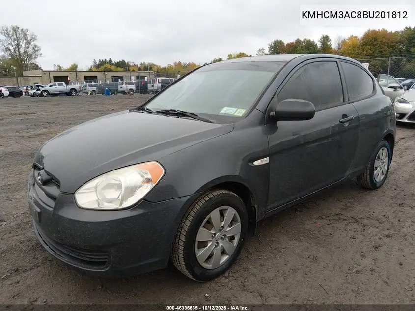 2011 HYUNDAI ACCENT VIN KMHCM3AC8BU201812 — фото 2
