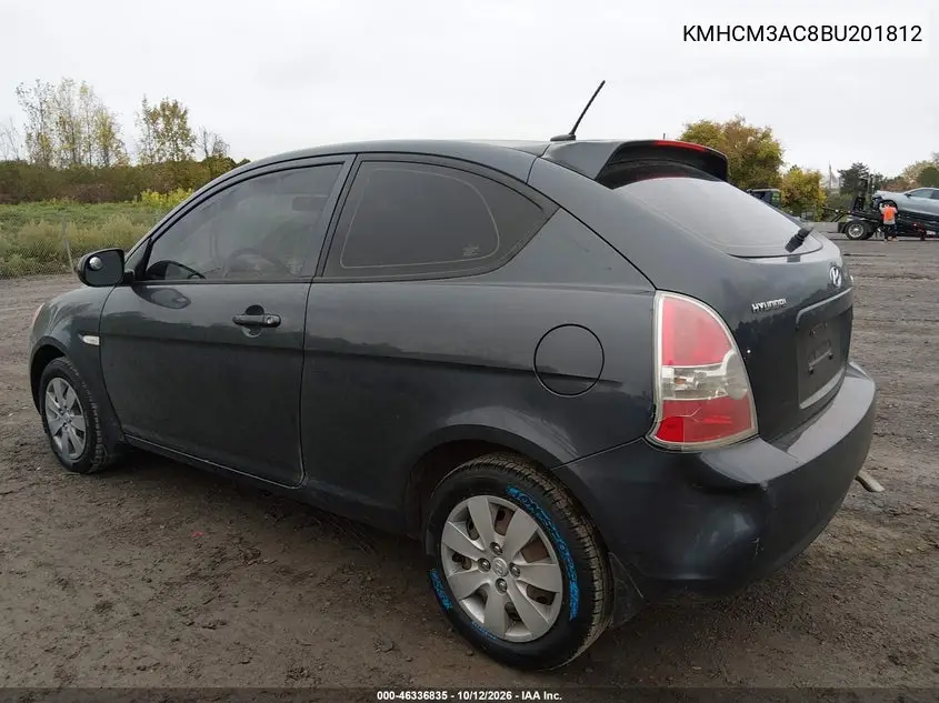 2011 HYUNDAI ACCENT VIN KMHCM3AC8BU201812 — фото 3