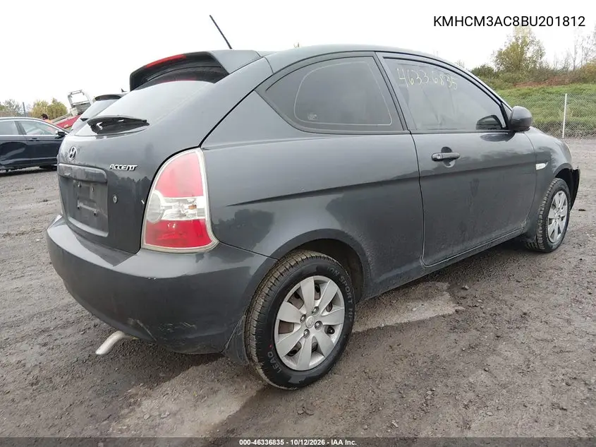 2011 HYUNDAI ACCENT VIN KMHCM3AC8BU201812 — фото 4