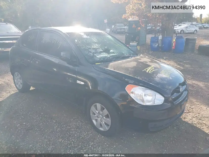HYUNDAI ACCENT 2011, VIN KMHCM3AC4BU194390