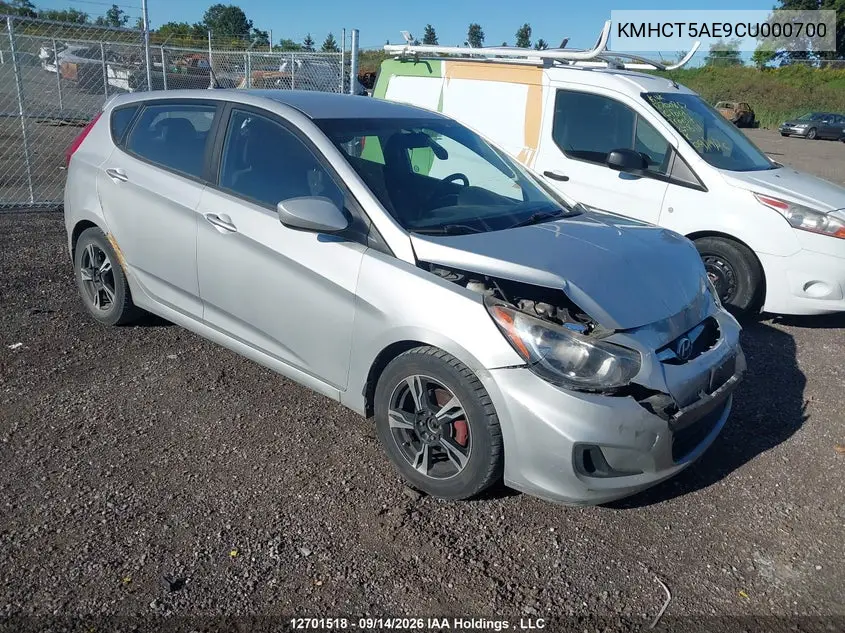 HYUNDAI ACCENT 2012, VIN KMHCT5AE9CU000700