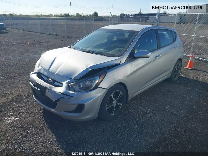 2012 HYUNDAI ACCENT VIN KMHCT5AE9CU000700 — фото 2