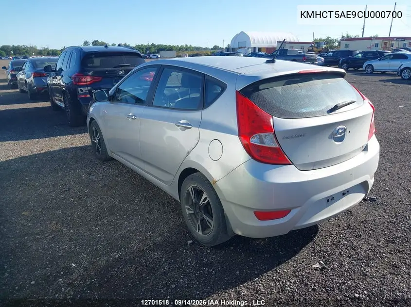 2012 HYUNDAI ACCENT VIN KMHCT5AE9CU000700 — фото 3