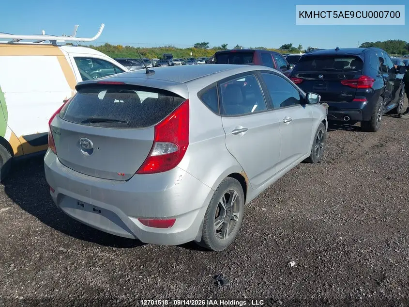 2012 HYUNDAI ACCENT VIN KMHCT5AE9CU000700 — фото 4