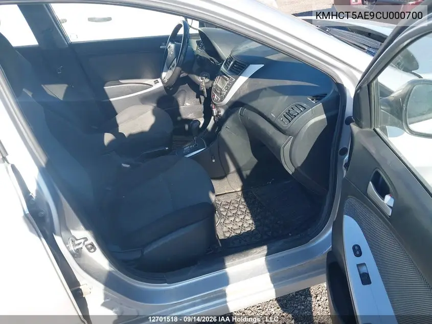 2012 HYUNDAI ACCENT VIN KMHCT5AE9CU000700 — фото 5