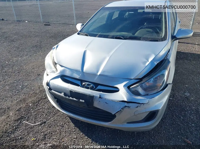 2012 HYUNDAI ACCENT VIN KMHCT5AE9CU000700 — фото 6