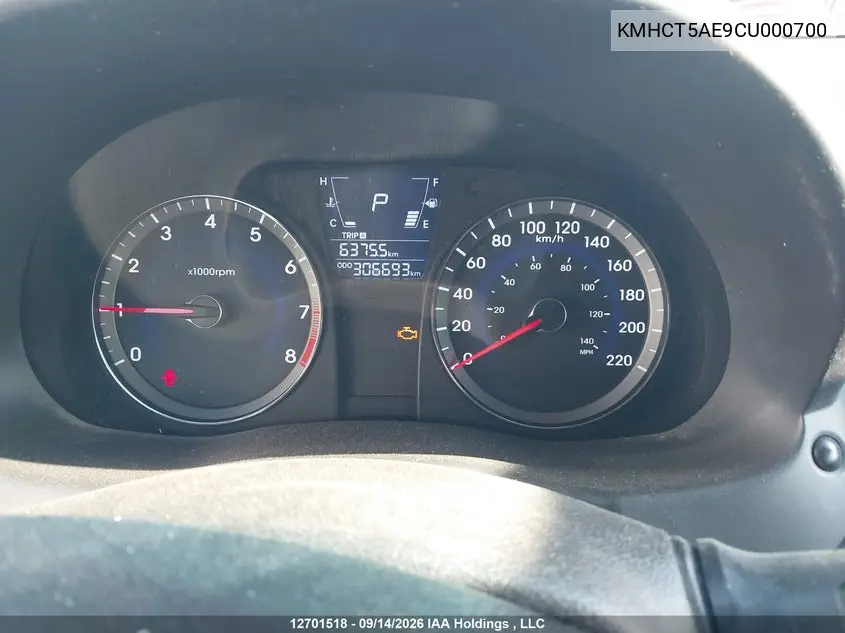 2012 HYUNDAI ACCENT VIN KMHCT5AE9CU000700 — фото 7