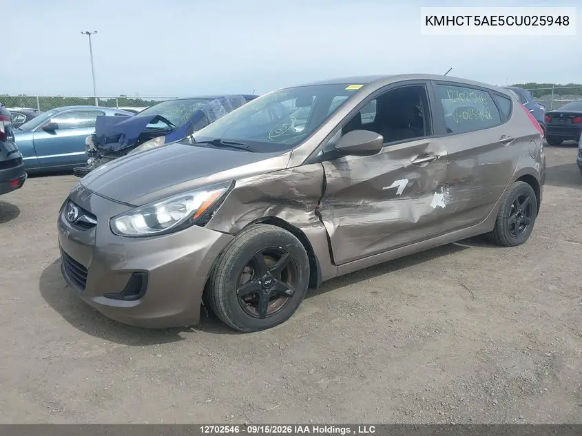 2012 HYUNDAI ACCENT VIN KMHCT5AE5CU025948 — фото 2