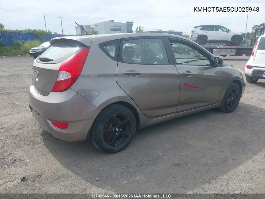 2012 HYUNDAI ACCENT VIN KMHCT5AE5CU025948 — фото 4
