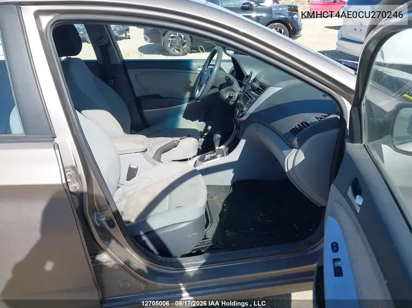 2012 HYUNDAI ACCENT VIN KMHCT4AE0CU270246 — фото 5