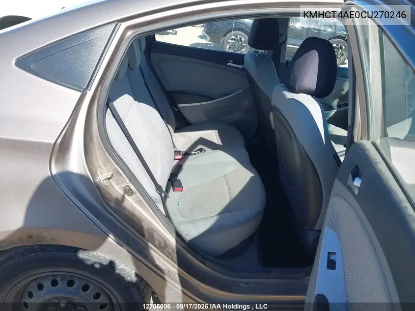 2012 HYUNDAI ACCENT VIN KMHCT4AE0CU270246 — фото 8