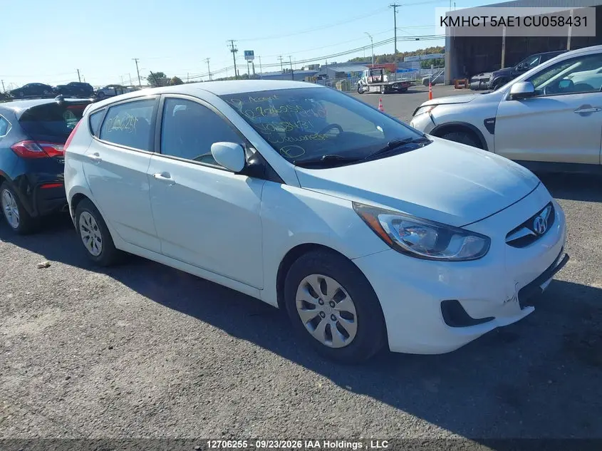 HYUNDAI ACCENT 2012, VIN KMHCT5AE1CU058431