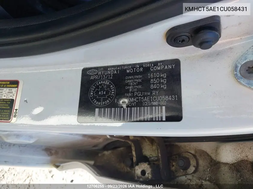 2012 HYUNDAI ACCENT VIN KMHCT5AE1CU058431 — фото 19