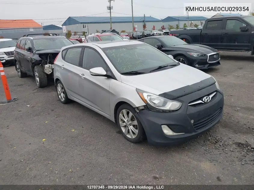 HYUNDAI ACCENT 2012, VIN KMHCU5AE0CU029354