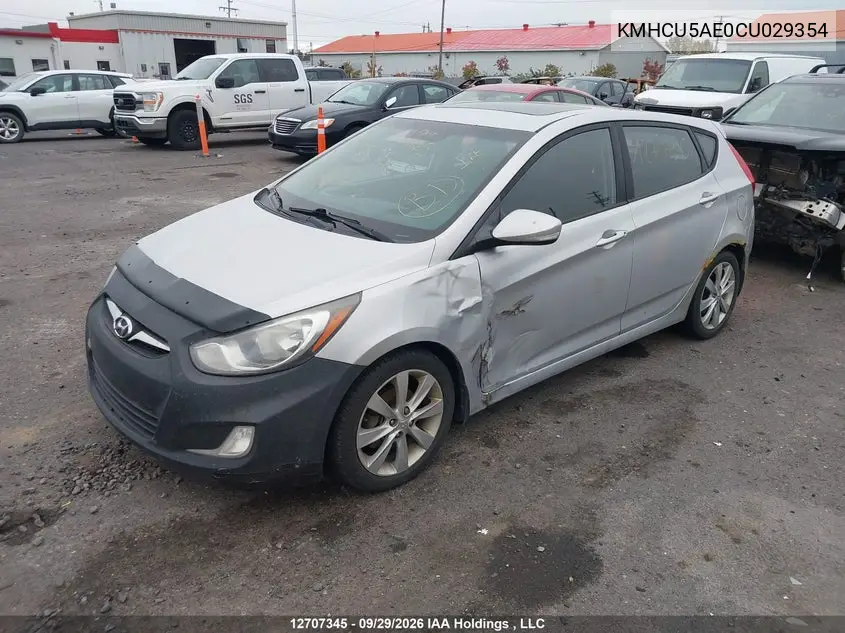 2012 HYUNDAI ACCENT VIN KMHCU5AE0CU029354 — фото 2