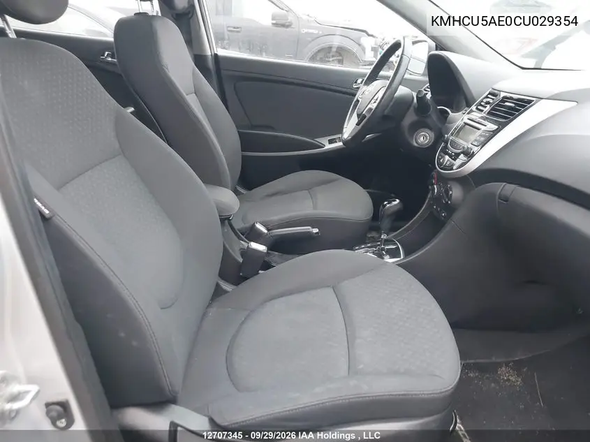 2012 HYUNDAI ACCENT VIN KMHCU5AE0CU029354 — фото 5