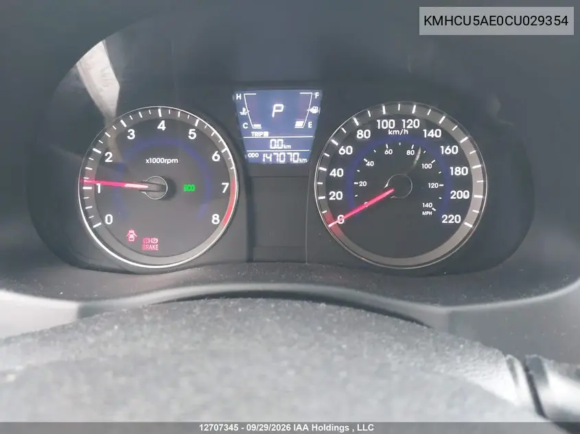 2012 HYUNDAI ACCENT VIN KMHCU5AE0CU029354 — фото 7