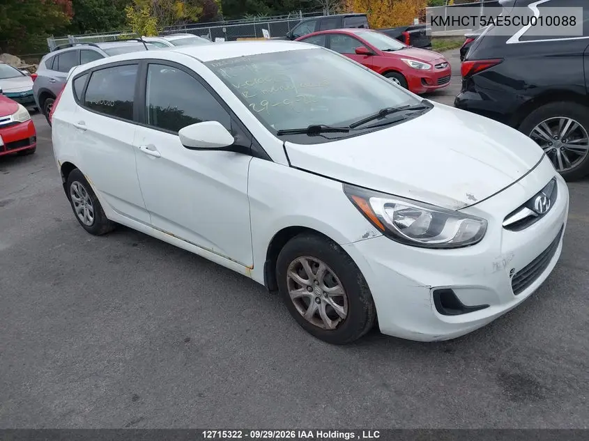 HYUNDAI ACCENT 2012, VIN KMHCT5AE5CU010088