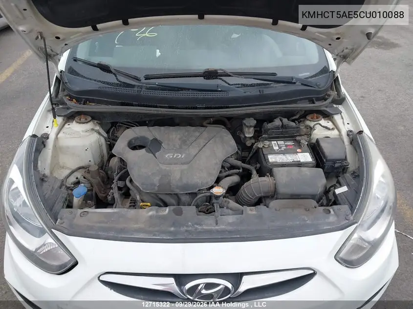 2012 HYUNDAI ACCENT VIN KMHCT5AE5CU010088 — фото 10