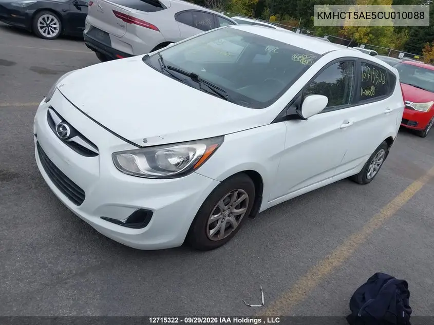 2012 HYUNDAI ACCENT VIN KMHCT5AE5CU010088 — фото 2