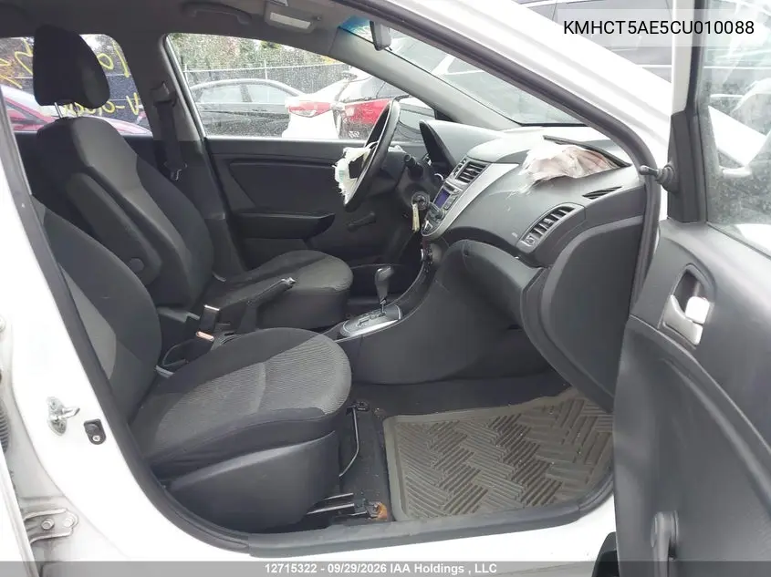 2012 HYUNDAI ACCENT VIN KMHCT5AE5CU010088 — фото 5