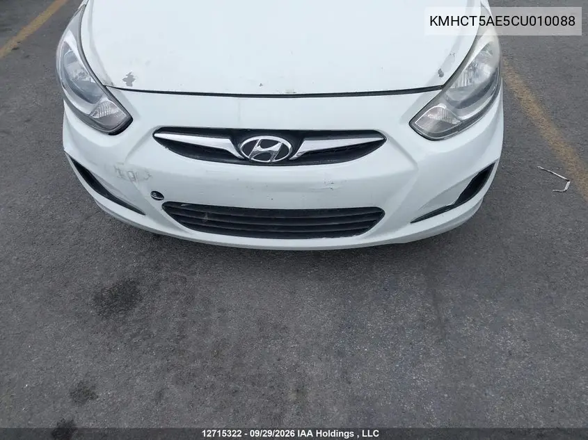 2012 HYUNDAI ACCENT VIN KMHCT5AE5CU010088 — фото 6