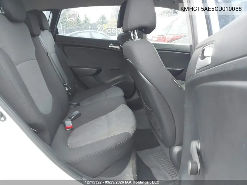 2012 HYUNDAI ACCENT VIN KMHCT5AE5CU010088 — фото 8