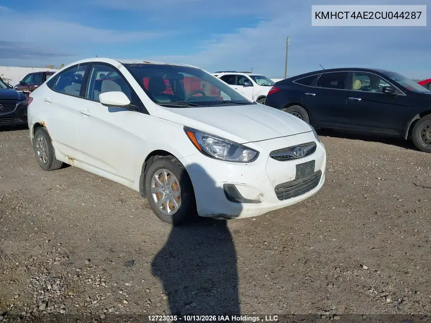 HYUNDAI ACCENT 2012, VIN KMHCT4AE2CU044287