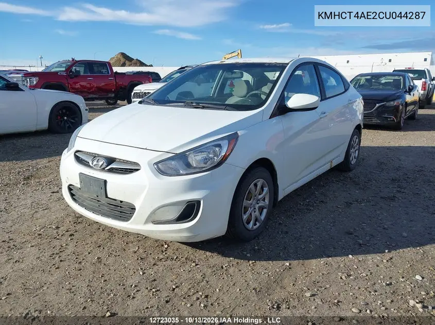 2012 HYUNDAI ACCENT VIN KMHCT4AE2CU044287 — фото 2