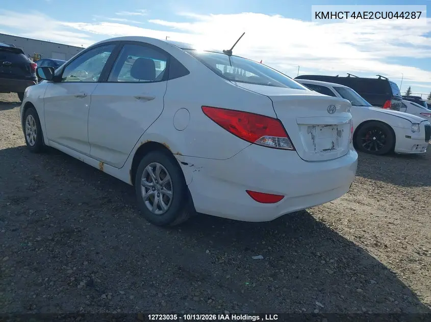 2012 HYUNDAI ACCENT VIN KMHCT4AE2CU044287 — фото 3