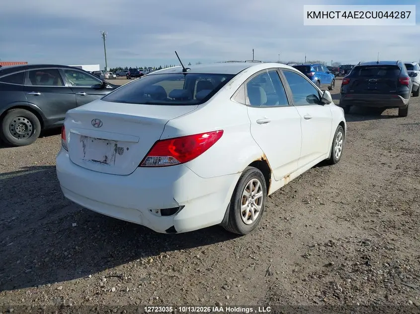 2012 HYUNDAI ACCENT VIN KMHCT4AE2CU044287 — фото 4