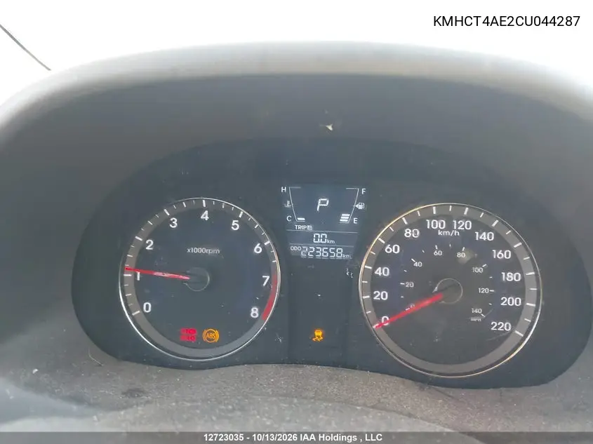 2012 HYUNDAI ACCENT VIN KMHCT4AE2CU044287 — фото 7